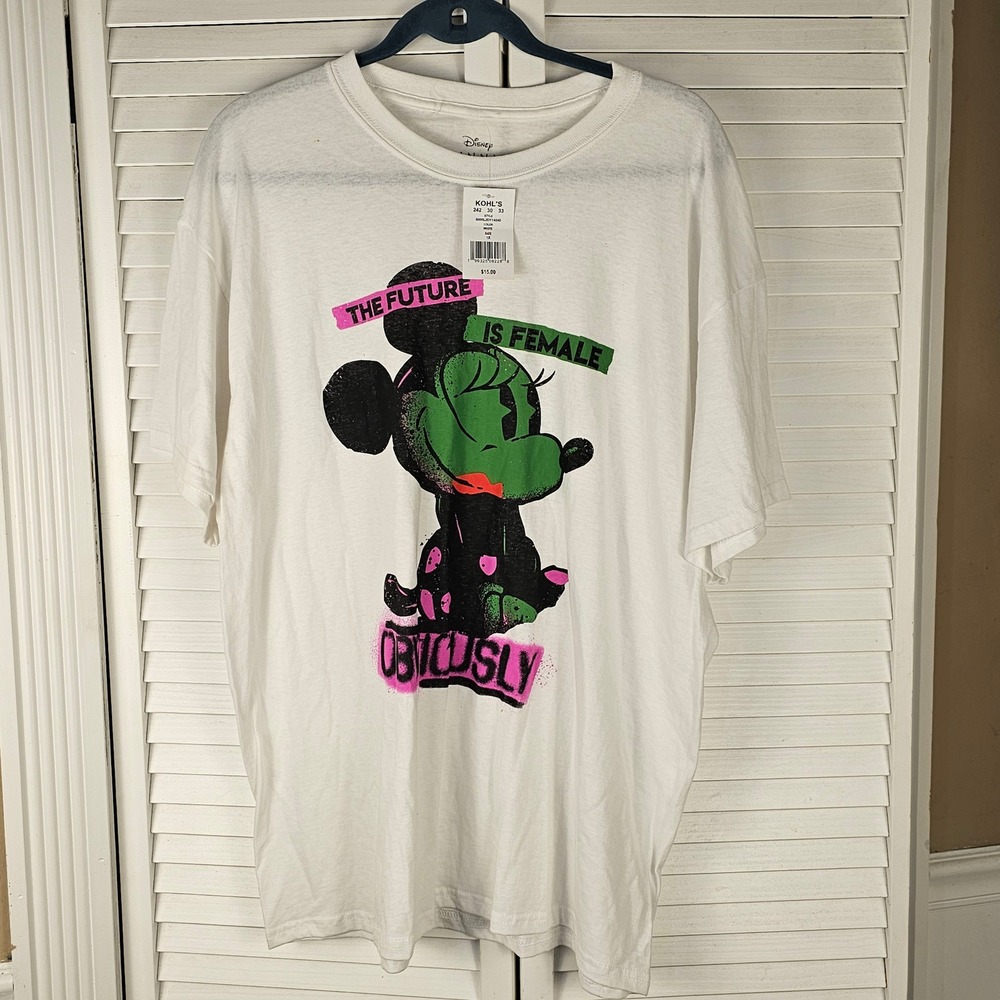 NWT Disney Minnie Mouse Womens The Future Is Female Obviously Tshirt 1X